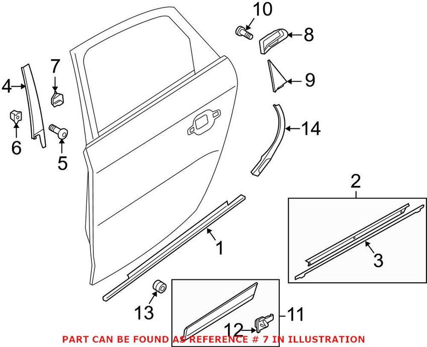 Audi Door Seal - Rear Driver Side Forward 8R0867415